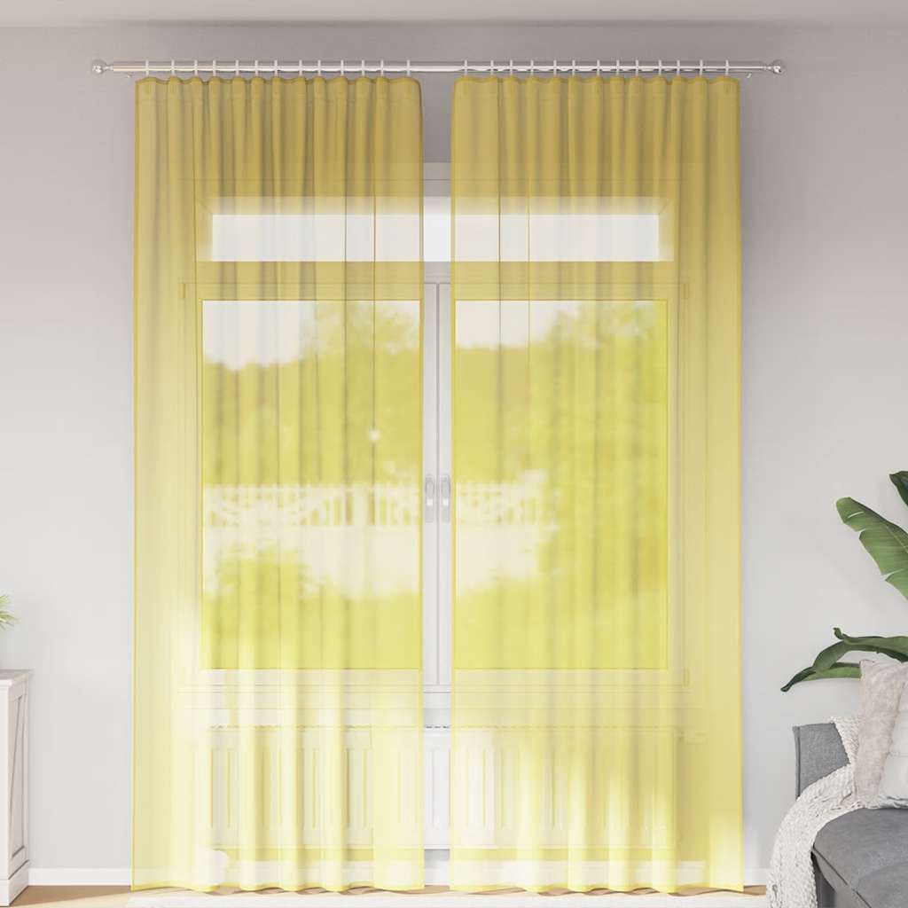 Voile Vorhänge mit Schlaufen 2 Stk. Gelb 140x260 cm