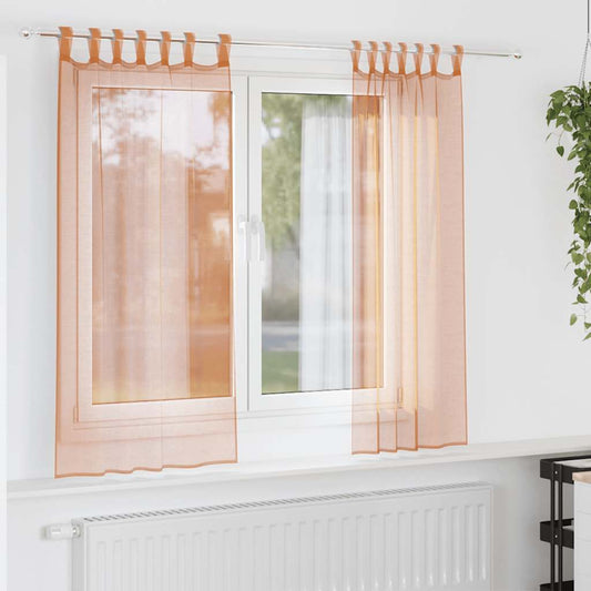 Voile Vorhänge mit Schlaufen 2 Stk. Terrakottarot 140x175 cm