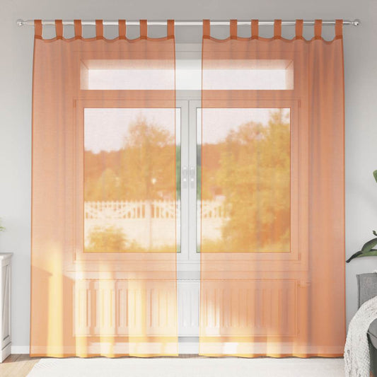 Voile Vorhänge mit Schlaufen 2 Stk. Terrakottarot 140x245 cm