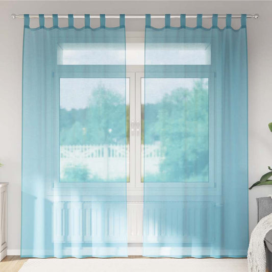 Voile Vorhänge mit Schlaufen 2 Stk. Türkis 140x225 cm