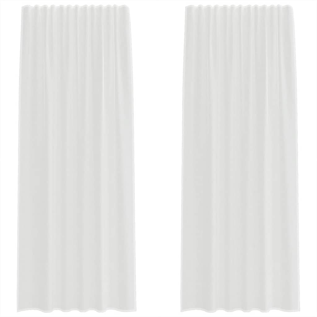 Voile Vorhänge mit Schlaufen 2 Stk. Weiß 140x225 cm