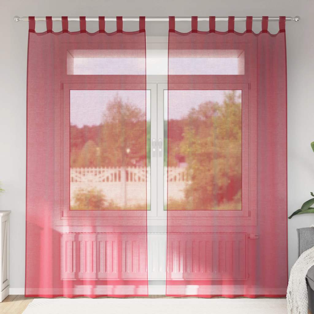 Voile Vorhänge mit Schlaufen 2 Stk. Weinrot 140x225 cm