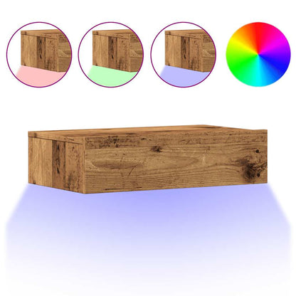TV-skabe med LED lys 2 stk Gammelt træ look 60x35x15,5 cm