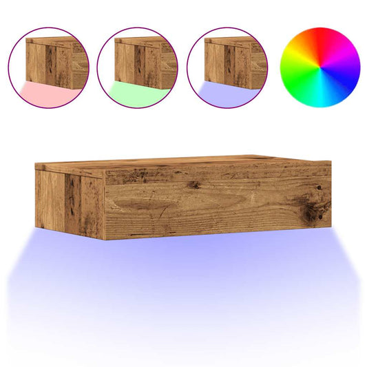 TV-skabe med LED lys 2 stk Gammelt træ look 60x35x15,5 cm