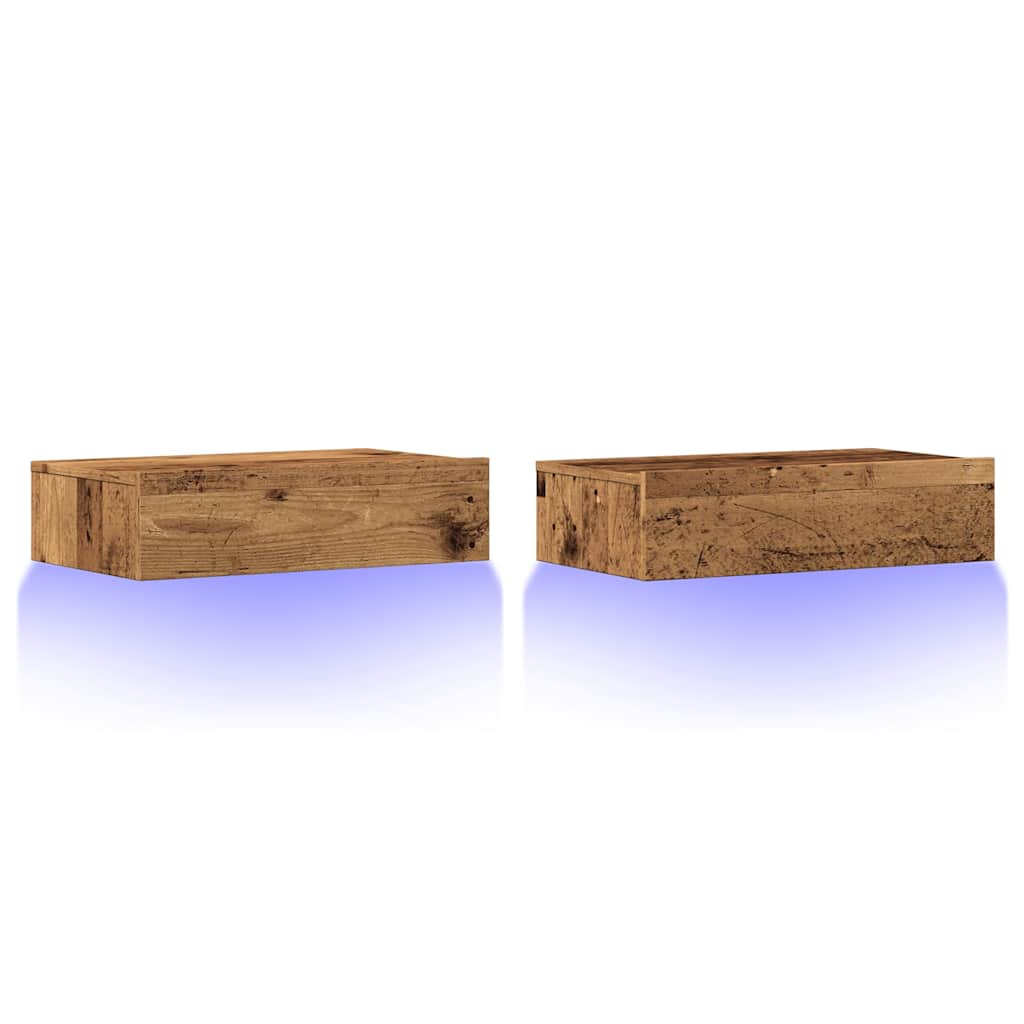 TV-skabe med LED lys 2 stk Gammelt træ look 60x35x15,5 cm