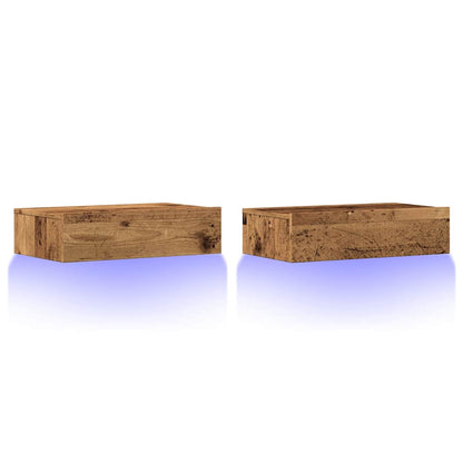 TV-skabe med LED lys 2 stk Gammelt træ look 60x35x15,5 cm