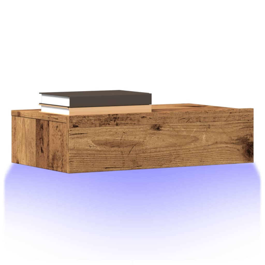TV-skabe med LED lys 2 stk Gammelt træ look 60x35x15,5 cm
