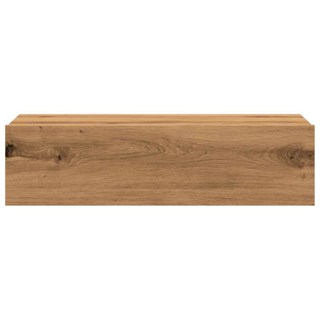 TV-skabe med LED-lys 2 stk. Håndværks eg 60x35x15,5 cm