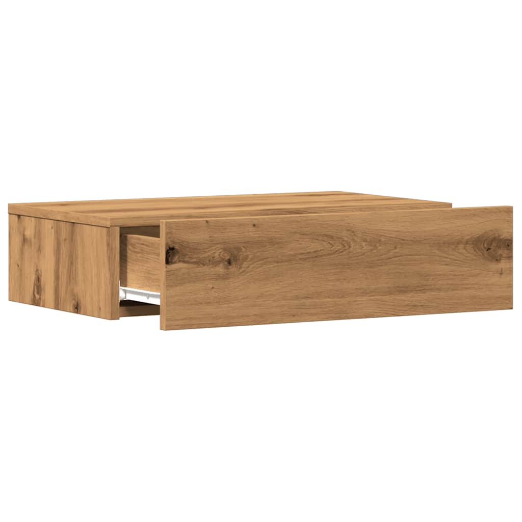 TV-skabe med LED-lys 2 stk. Håndværks eg 60x35x15,5 cm