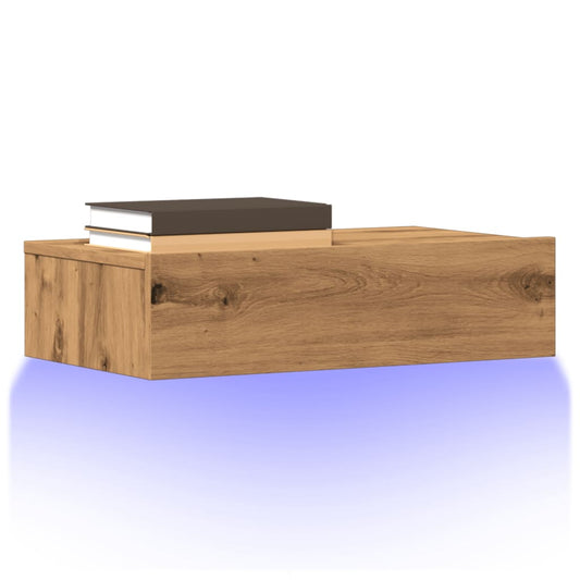 TV-skabe med LED-lys 2 stk. Håndværks eg 60x35x15,5 cm