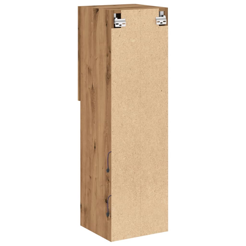 TV-skabe med LED lys 2 stk. Håndværks eg 30,5x30x102cm