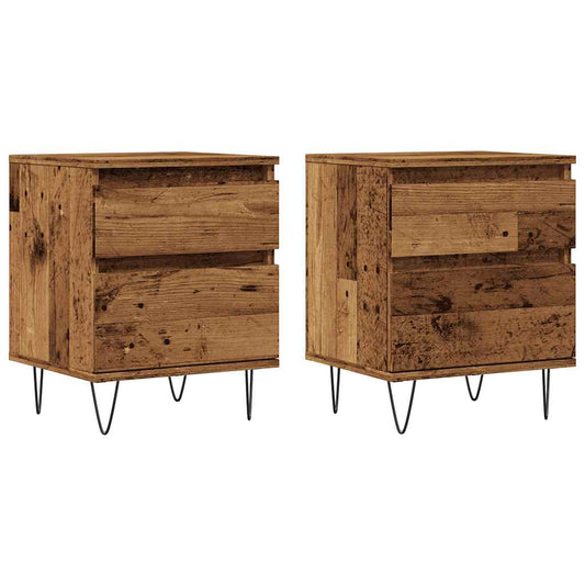 Nachttische 2 Stk. Altholz-Optik 40x35x50 cm Holzwerkstoff