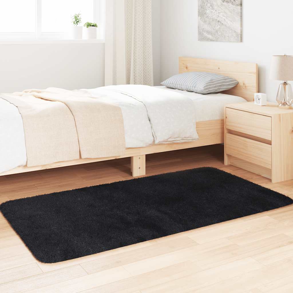 Teppich Shaggy Hochflor NAVARRA Schwarz 80x150 cm Polyester
