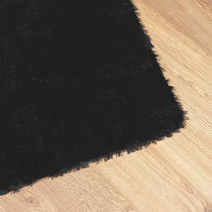 Teppich Shaggy Hochflor NAVARRA Schwarz 80x150 cm Polyester
