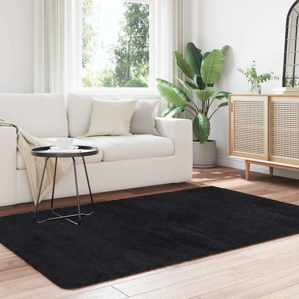 Tæppe Shaggy Deep Pile NAVARRA Sort 130x200 cm Polyester