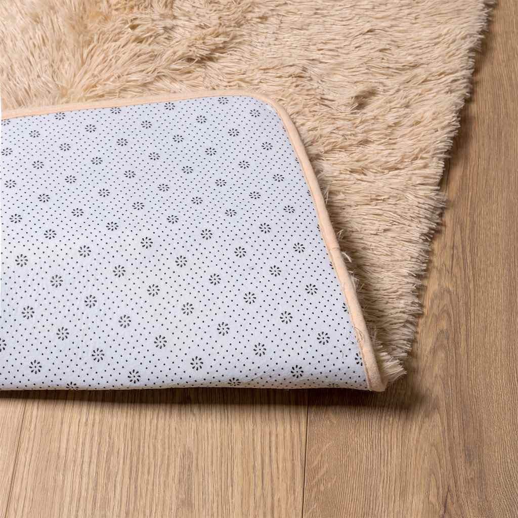 Teppich Shaggy Hochflor NAVARRA Beige 120x120 cm Polyester