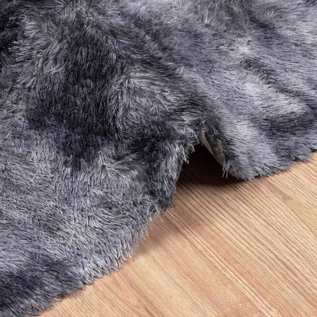 Teppich Shaggy Hochflor NAVARRA Dunkelgrau 120x120 cm Polyester