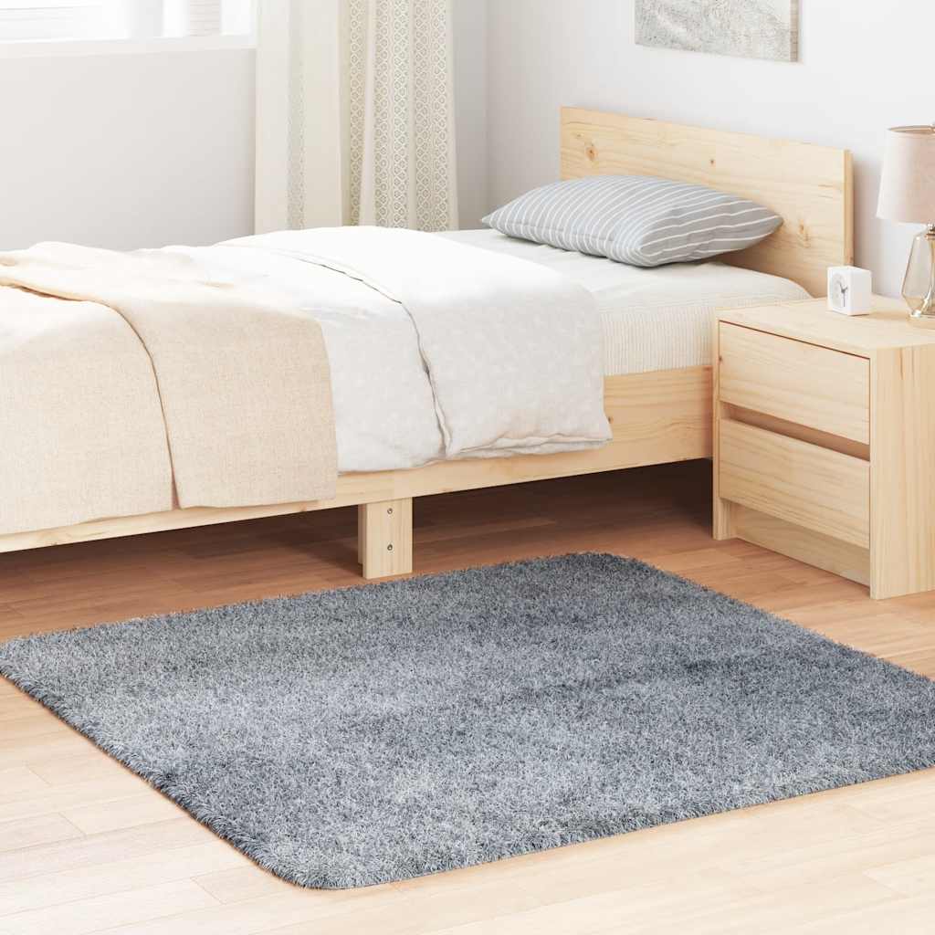 Teppich Shaggy Hochflor NAVARRA Silbergrau 120x120 cm Polyester