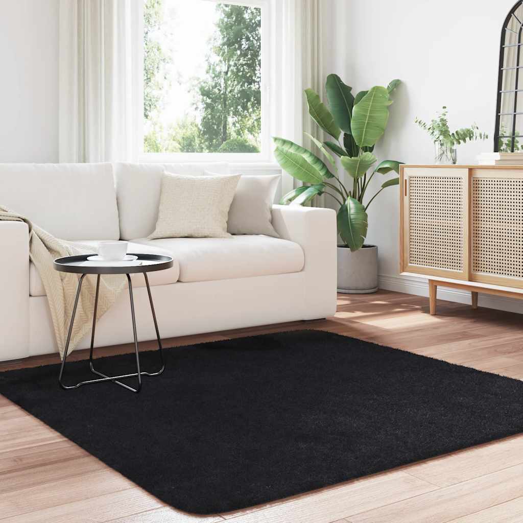 Teppich Shaggy Hochflor NAVARRA Schwarz 160x160 cm Polyester