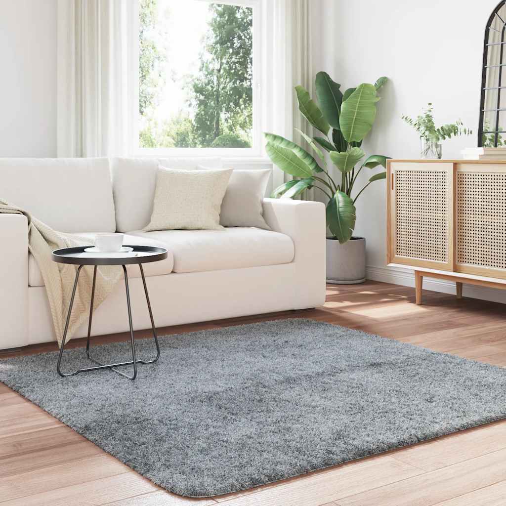 Teppich Shaggy Hochflor NAVARRA Silbergrau 160x160 cm Polyester