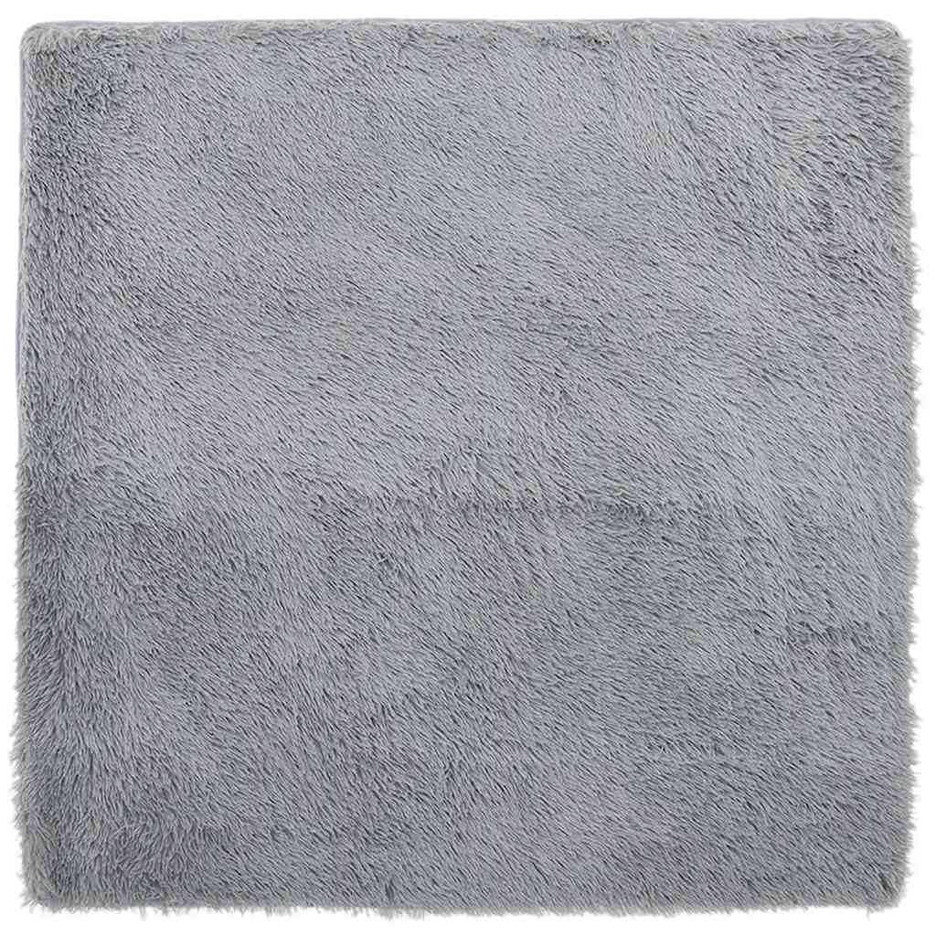 Teppich Shaggy Hochflor NAVARRA Silbergrau 200x200 cm Polyester