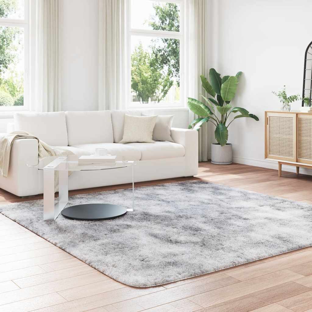 Teppich Shaggy Hochflor NAVARRA Hellgrau 240x240 cm Polyester