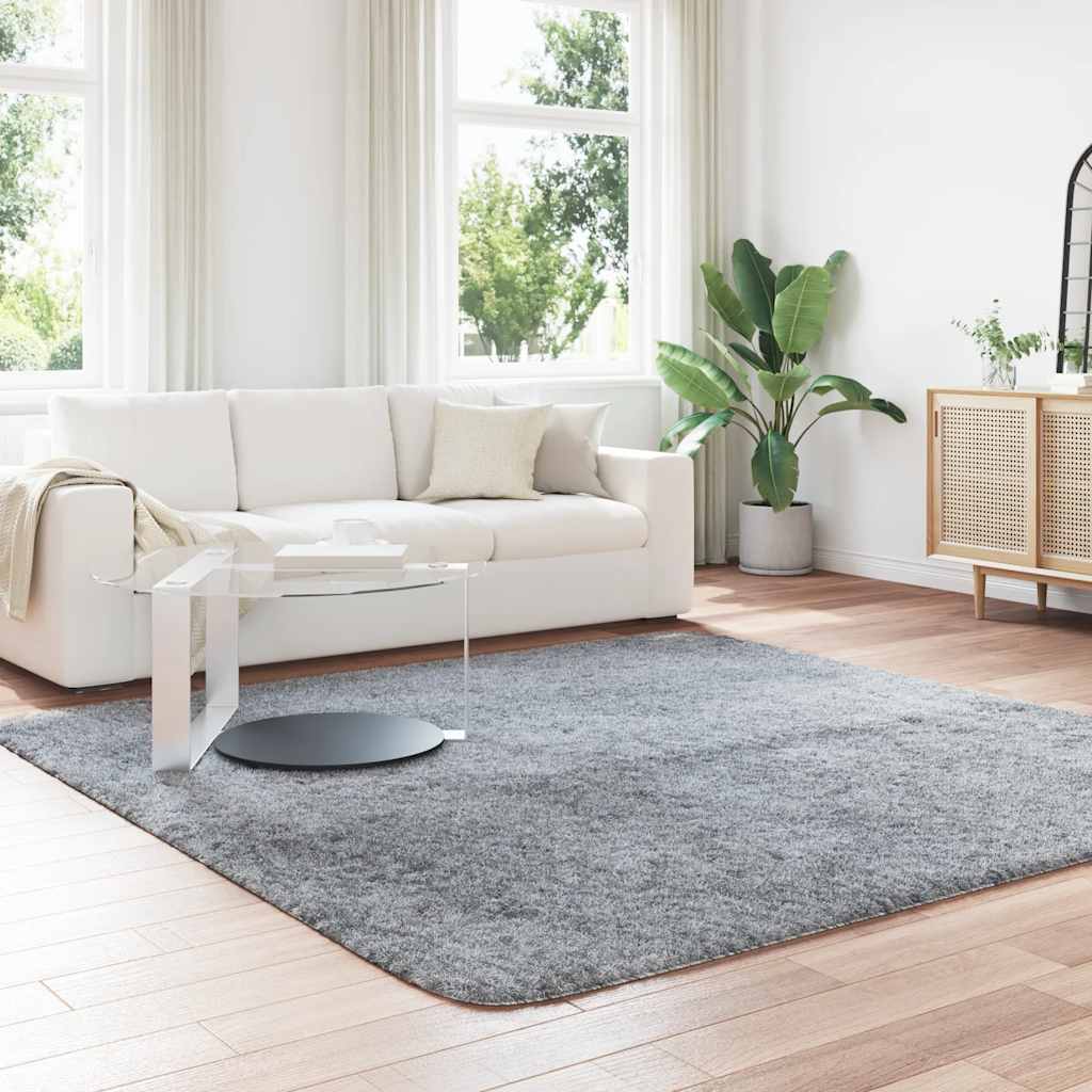 Teppich Shaggy Hochflor NAVARRA Silbergrau 240x240 cm Polyester