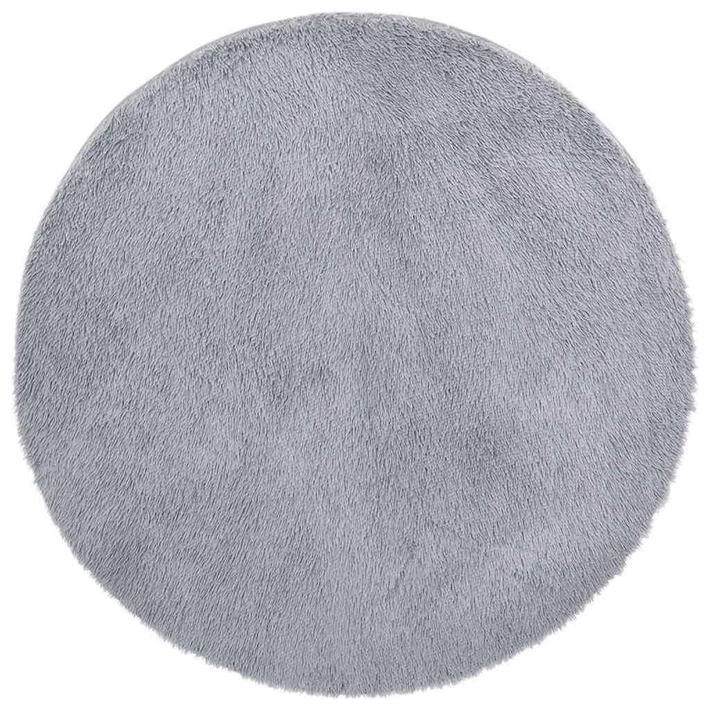 Teppich Shaggy Hochflor NAVARRA Silbergrau 100x100 cm Polyester
