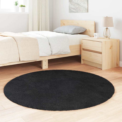 Teppich Shaggy Hochflor NAVARRA Schwarz 120x120 cm Polyester