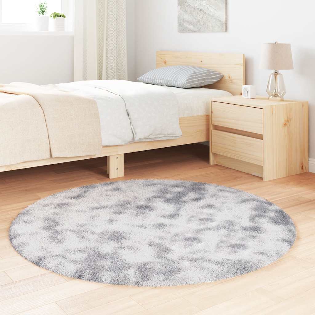 Teppich Shaggy Hochflor NAVARRA Hellgrau 120x120 cm Polyester