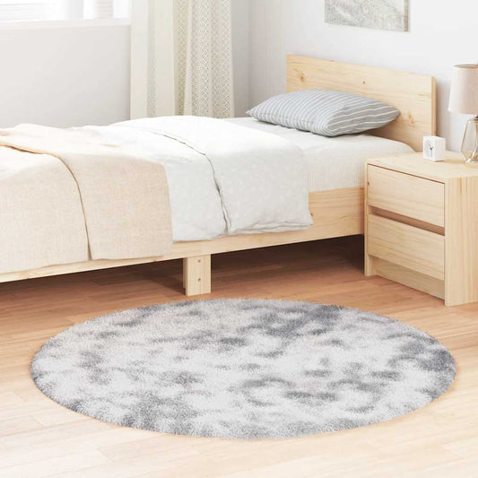 Teppich Shaggy Hochflor NAVARRA Hellgrau 120x120 cm Polyester