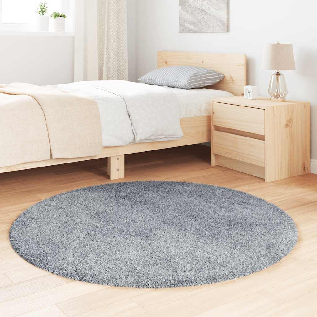 Teppich Shaggy Hochflor NAVARRA Silbergrau 120x120 cm Polyester