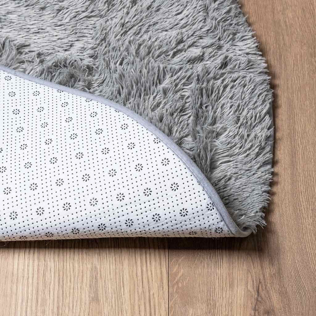 Teppich Shaggy Hochflor NAVARRA Silbergrau 120x120 cm Polyester