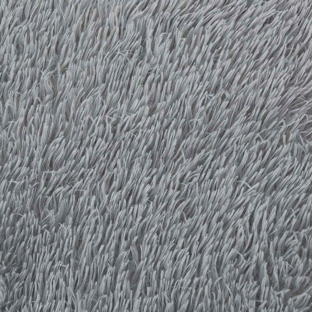 Teppich Shaggy Hochflor NAVARRA Silbergrau 120x120 cm Polyester