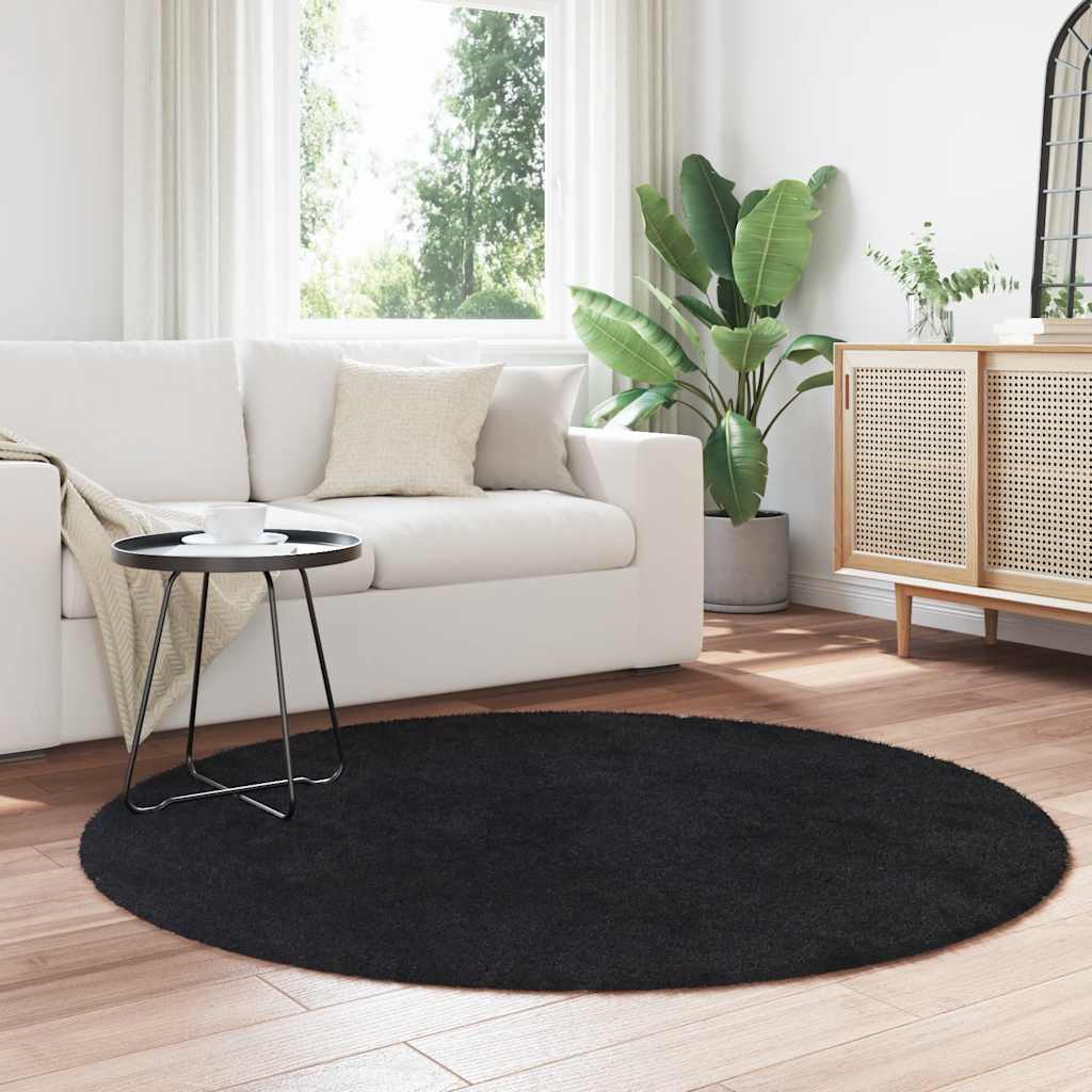 Teppich Shaggy Hochflor NAVARRA Schwarz 160x160 cm Polyester