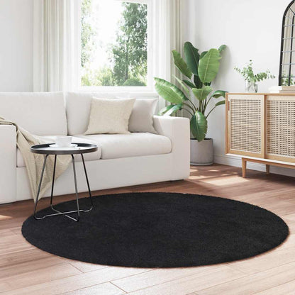Teppich Shaggy Hochflor NAVARRA Schwarz 160x160 cm Polyester
