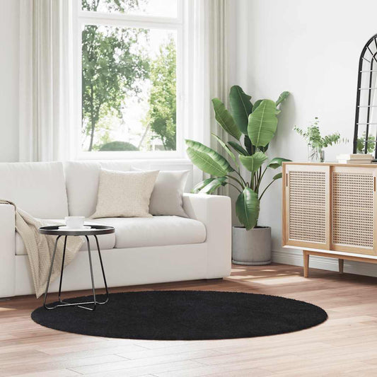 Teppich Shaggy Hochflor NAVARRA Schwarz 160x160 cm Polyester