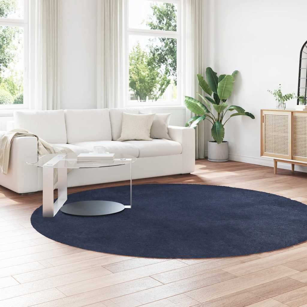 Teppich Shaggy Hochflor NAVARRA Marineblau 240x240 cm Polyester