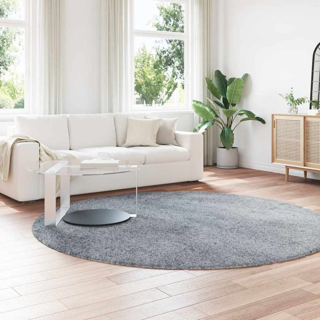 Teppich Shaggy Hochflor NAVARRA Silbergrau 240x240 cm Polyester