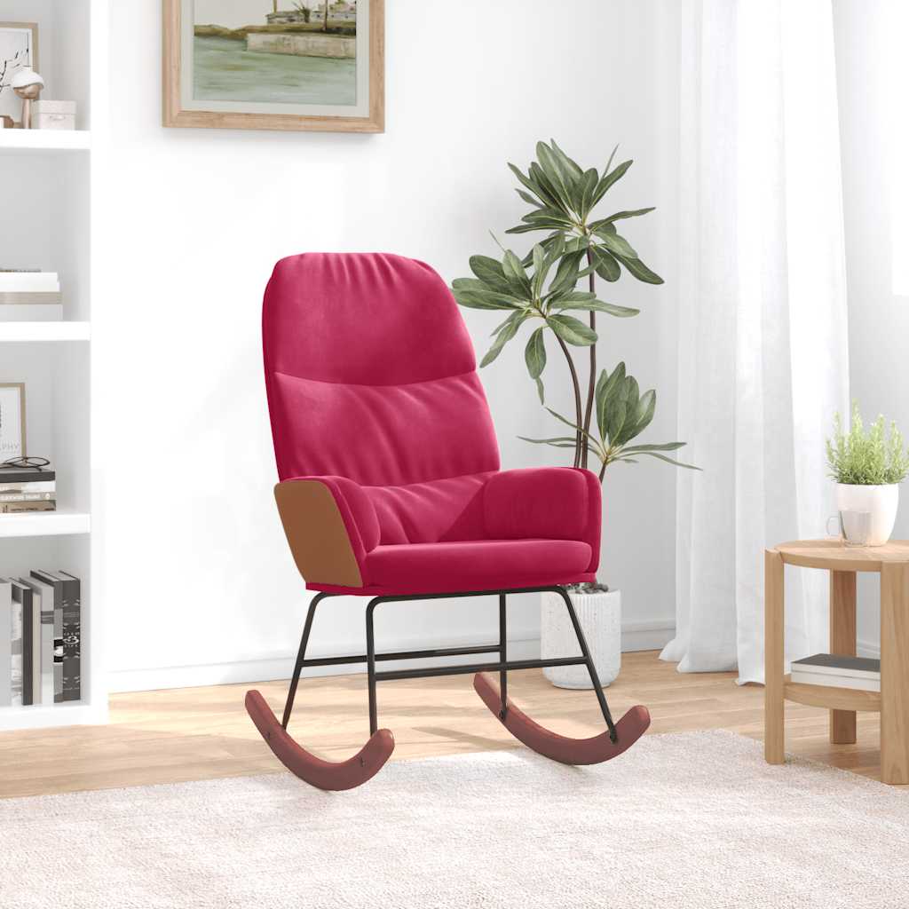 Schaukelstuhl Weinrot Samt
