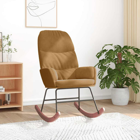 Schaukelstuhl Braun Samt