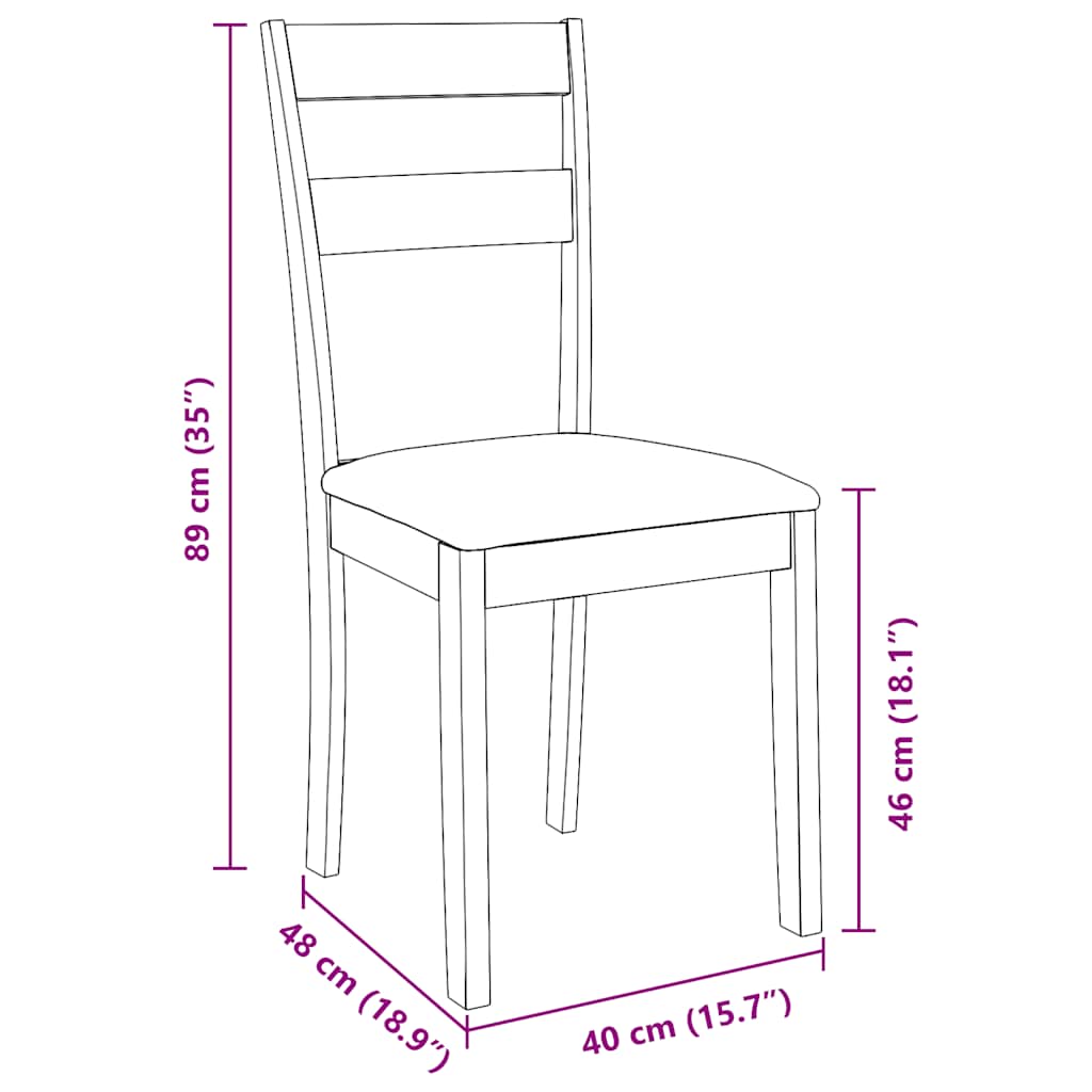 Esszimmerstühle mit Kissen 2 Stk. Braun Massivholz Gummibaum