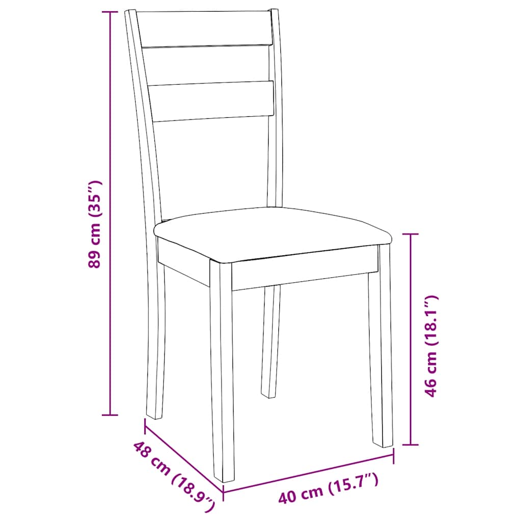 Esszimmerstühle mit Kissen 2 Stk. Braun Massivholz Gummibaum