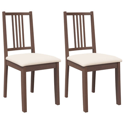 Esszimmerstühle mit Kissen 2 Stk. Braun Massivholz Gummibaum