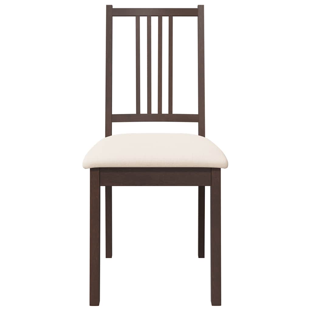Esszimmerstühle mit Kissen 2 Stk. Braun Massivholz Gummibaum