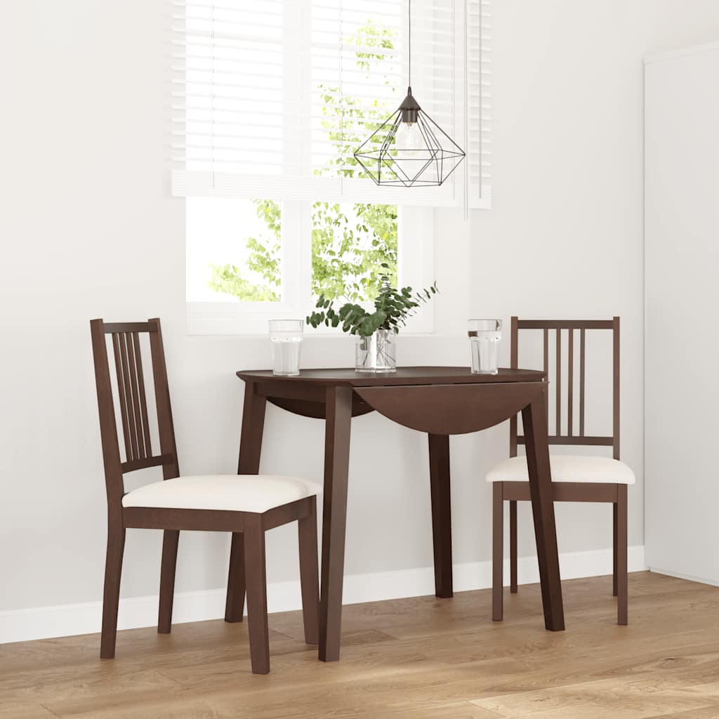Esszimmerstühle mit Kissen 2 Stk. Braun Massivholz Gummibaum