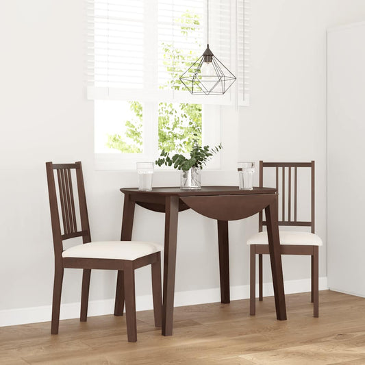 Esszimmerstühle mit Kissen 2 Stk. Braun Massivholz Gummibaum