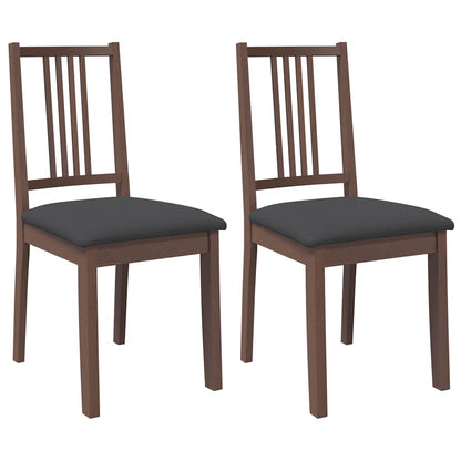 Esszimmerstühle mit Kissen 2 Stk. Braun Massivholz Gummibaum