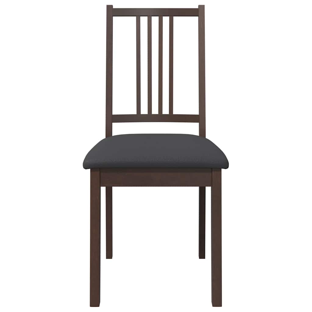 Esszimmerstühle mit Kissen 2 Stk. Braun Massivholz Gummibaum