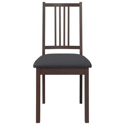 Esszimmerstühle mit Kissen 2 Stk. Braun Massivholz Gummibaum